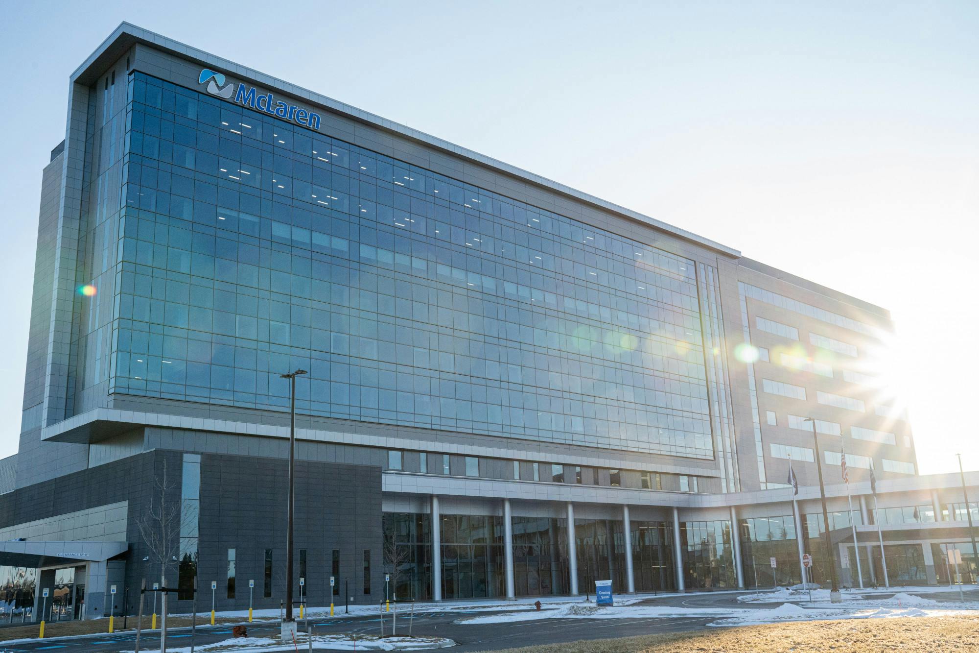 <p>The Karmanos Cancer Institute and Outpatient Care Centers, at McLaren Health Campus in East Lansing on Feb. 27, 2022, prepare to open their doors to the public with a ribbon-cutting ceremony.</p>