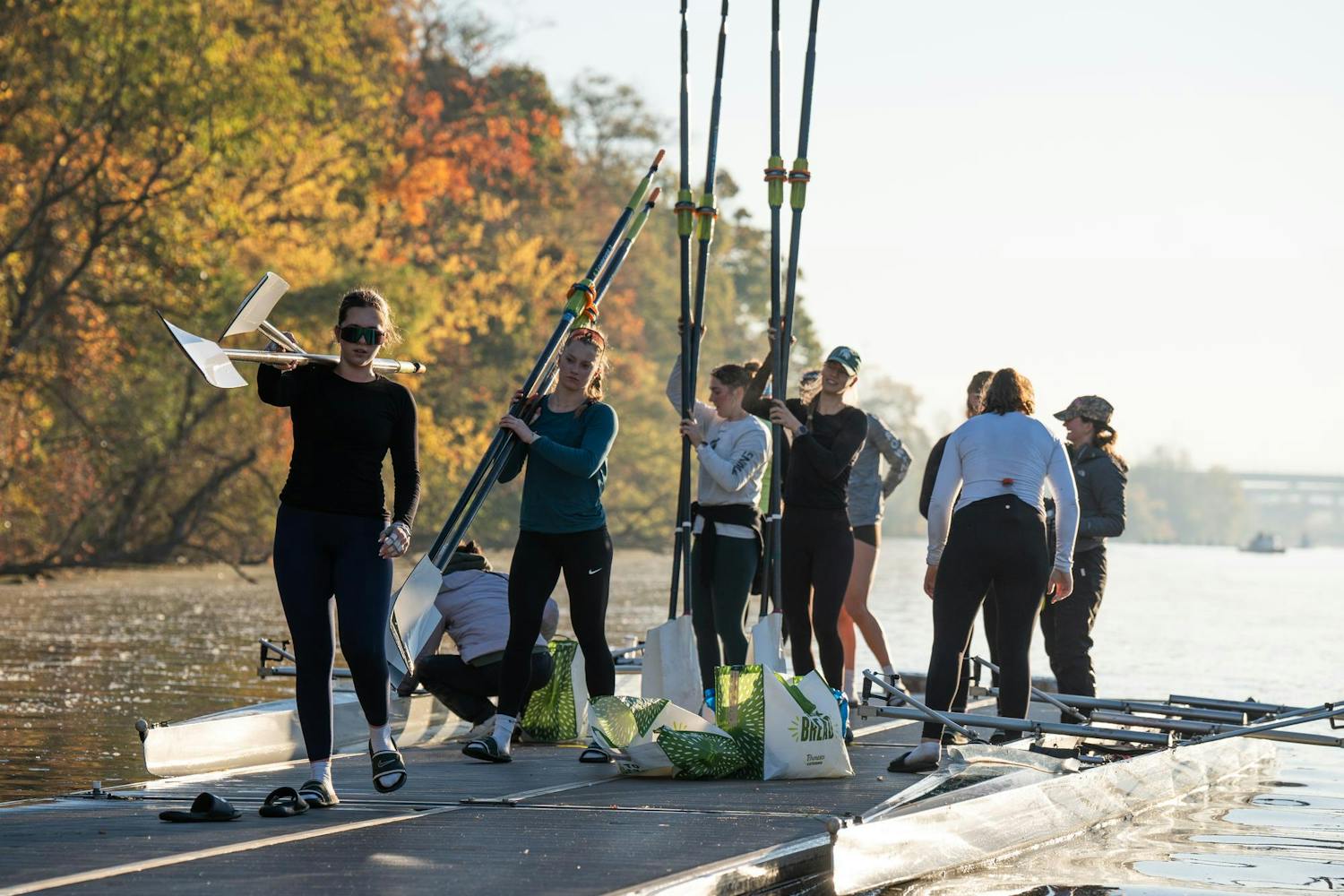 Man Rowing Boat Phot Michigan State Rowing returns after a morning outing on the Grand River ...