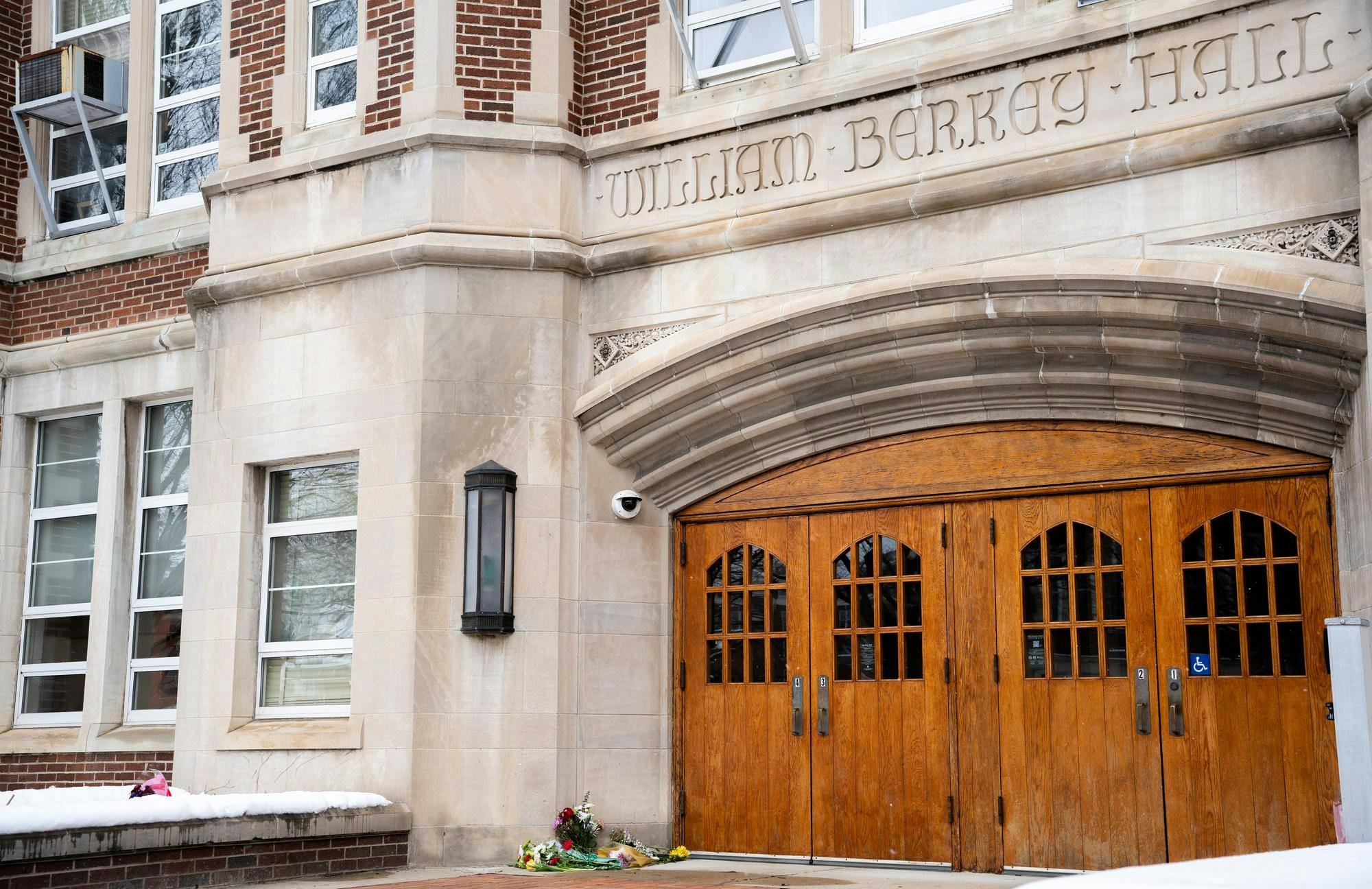 <p>Michigan State University students, faculty and community remember the fatal shooting on campus two years prior by placing flowers outside of Berkey Hall on Feb. 13, 2025.</p>