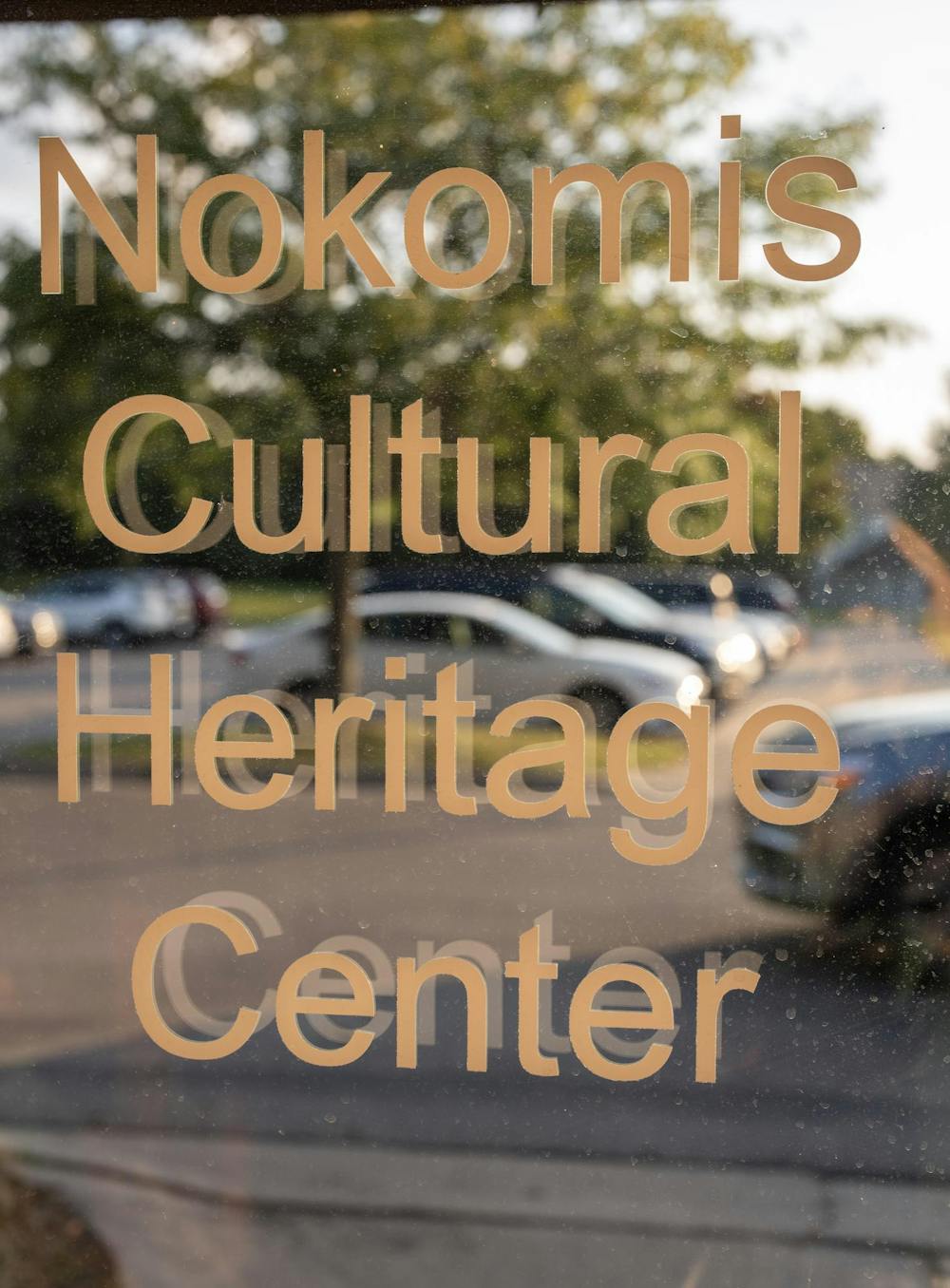 Window sign for the Nokomis Cultural Heritage Center, in Okemos Mi on Sept. 22, 2023.