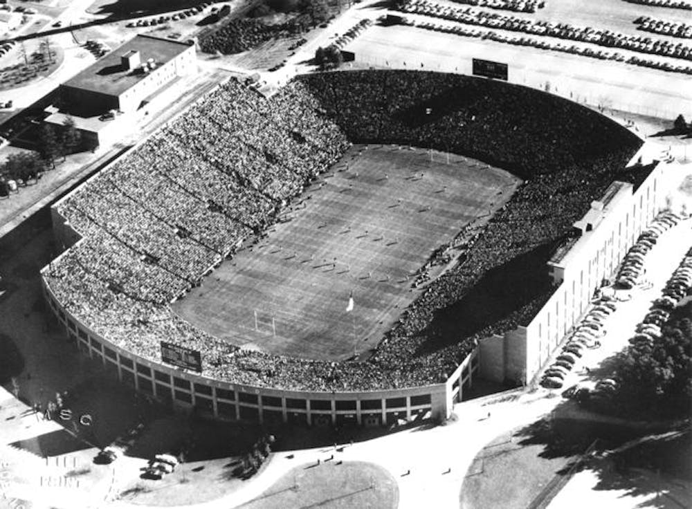 <p>Spartan Stadium from 1952. Photo courtesy of Michigan State University Archives and Historical Collections.</p>