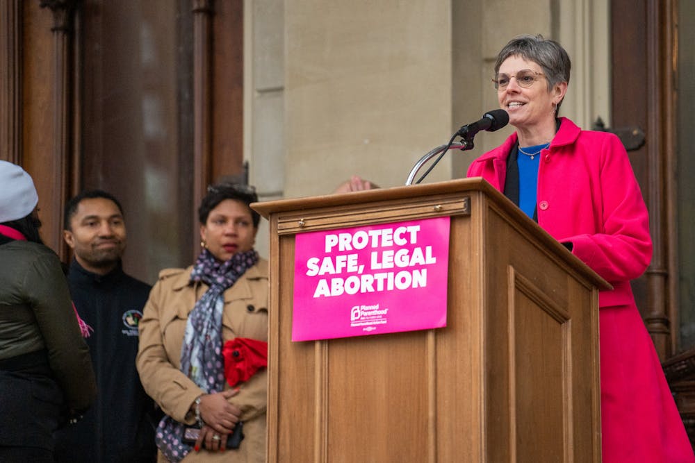 <p>State Rep. Julie Brixie (D-Meridian Township) speaks at the rally. Planned Parenthood held a pro-choice rally at the Michigan Capitol on May 3, 2022, following news of the Supreme Court&#x27;s intention to overturn Roe v. Wade.</p>