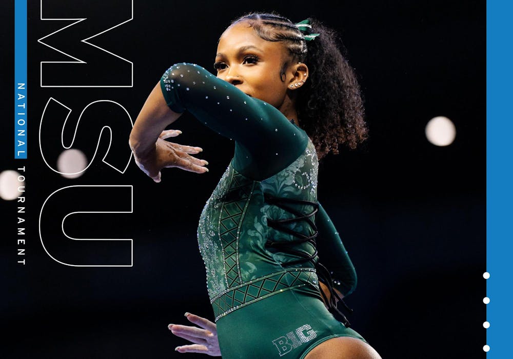 Michigan State junior all-around gymnast Nikki Smith competes on beam during the Big Ten Championship at the Crisler Center in Ann Arbor, Michigan on March 22, 2025. Michigan State fell behind by 0.3 in the end, with UCLA finishing at 198.450 and MSU at 198.150.
