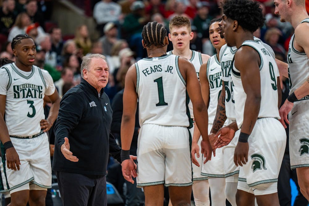 The Michigan State Spartans face off against the UCLA Bruins inside the United Center in Chicago, Illinois, on Friday, March 13, 2026. MSU lost to UCLA in Game 14 of the Big Ten Basketball Tournament, 88-84. 