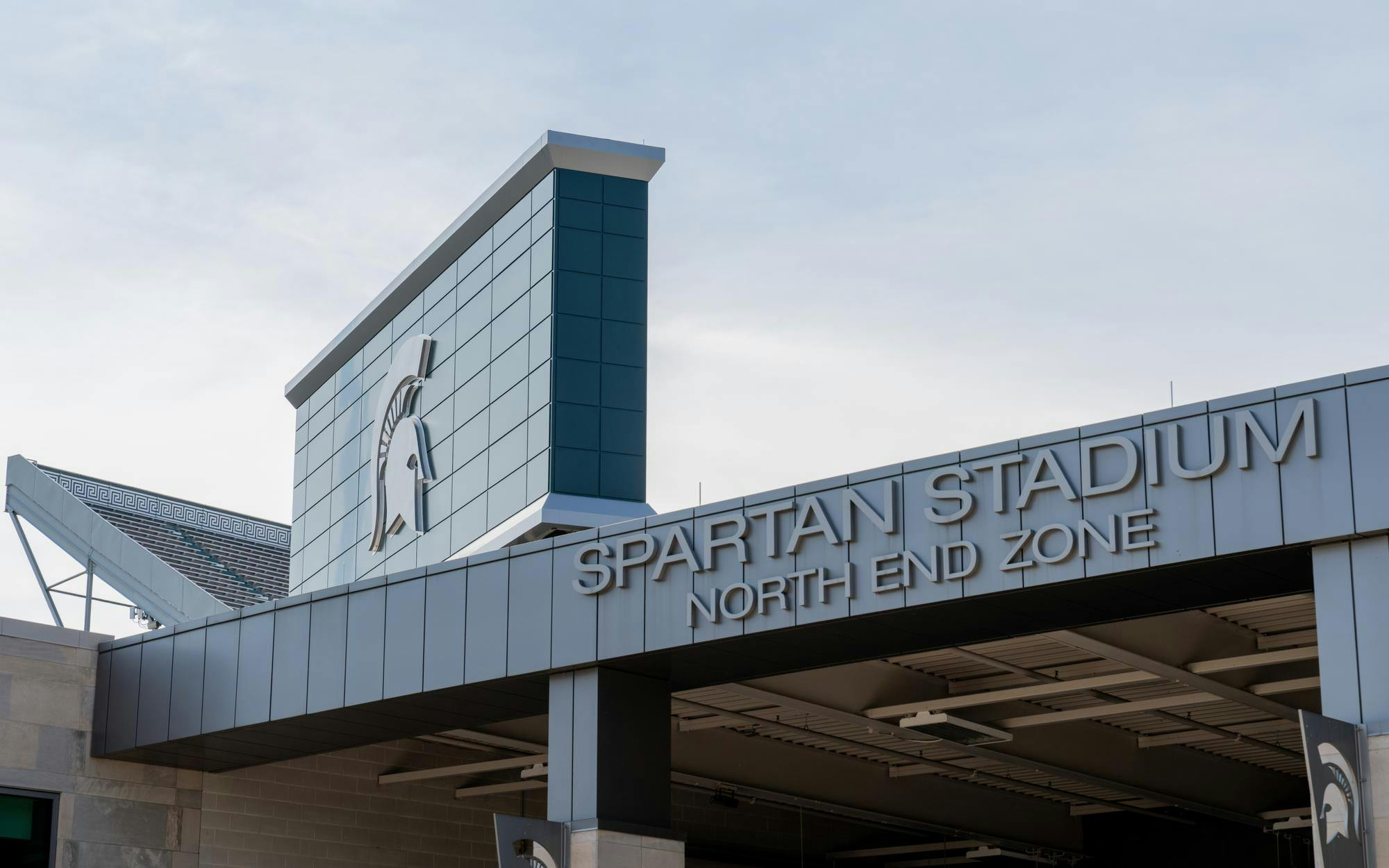 <p>Spartan Stadium north end zone entrance in East Lansing, Mich., on July 14, 2026.</p>