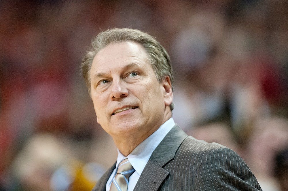 	<p>Head coach Tom Izzo grinds his teeth on Feb. 24, 2013, at Value City Arena in Columbus, Ohio. The Spartans lost to the Buckeyes 68-60. Julia Nagy/The State News</p>