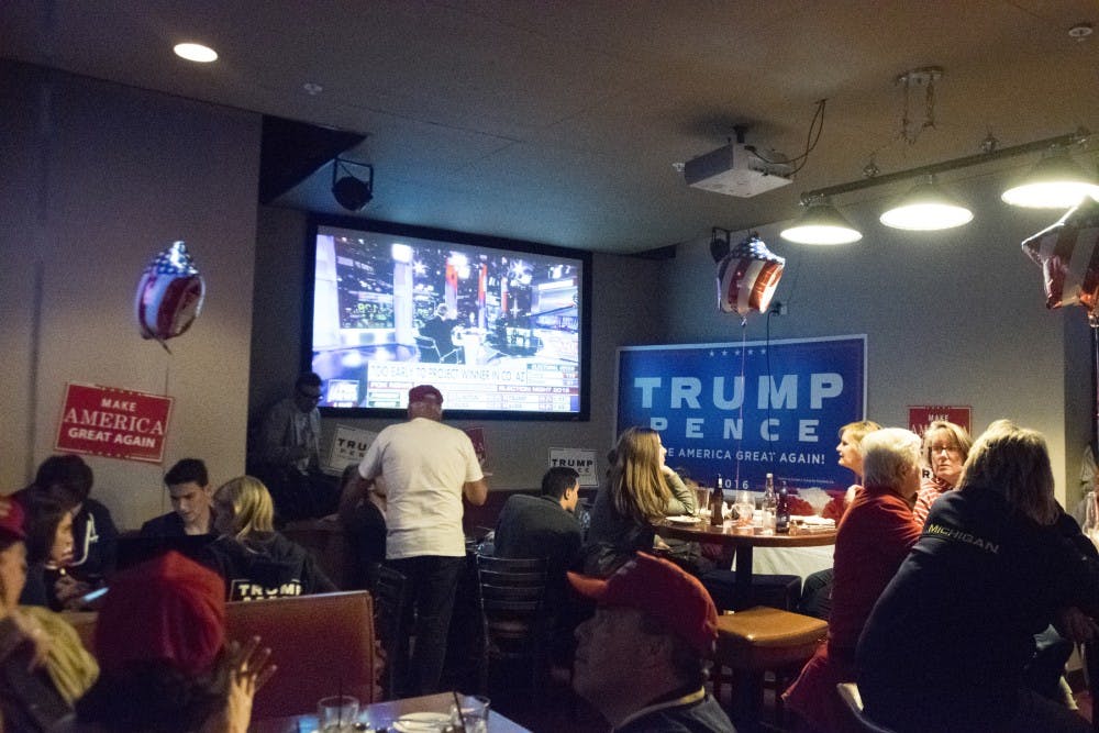 A viewing party for the Republican Party on Nov. 8, 2016 at FieldHouse at 213 Ann St. in East Lansing. 