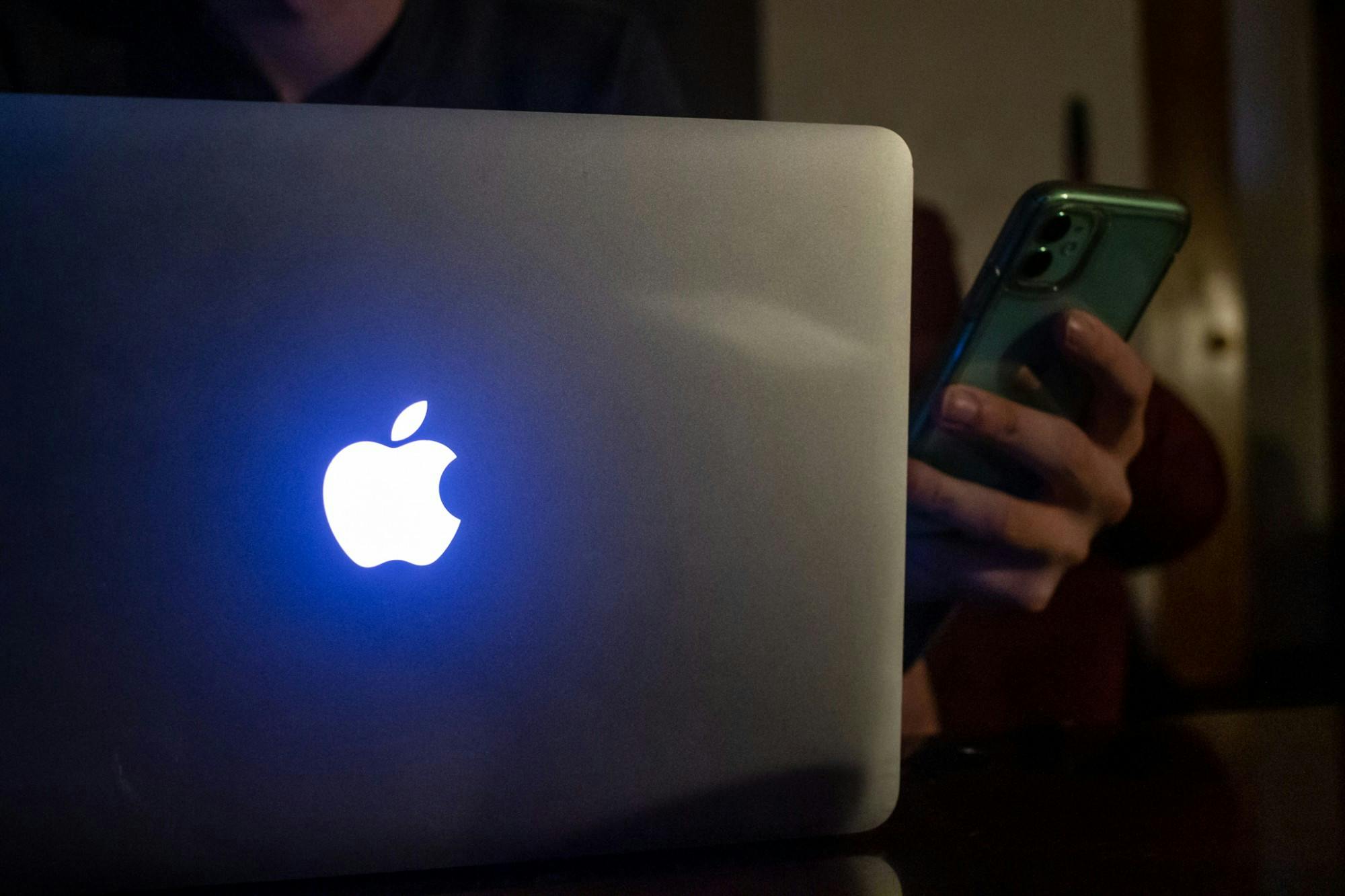 An MSU student checks social media during the Coronavirus stay-in-place quarantine on March 30, 2020.