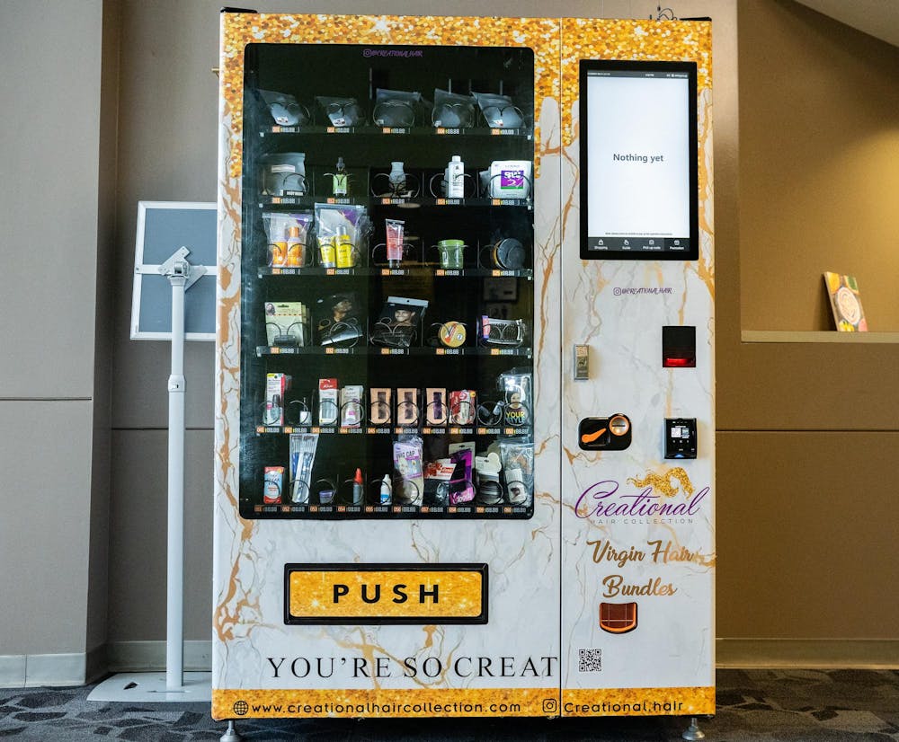 The Creational Hair beauty vending machine in Brody Square on April 13, 2023.