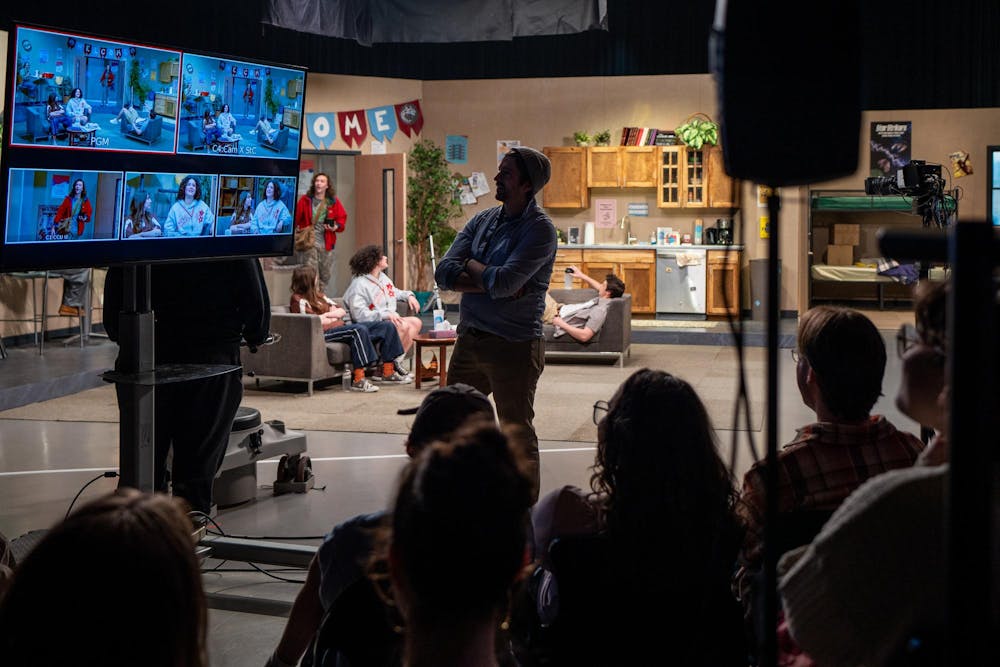 Audience watch during a recording of “RA-Holes,” produced by WKAR Public Media and the MSU Department of Theatre at Studio A in the Communication Arts and Sciences Building on Michigan State University’s campus in East Lansing, Mich., on Wednesday, March 26, 2026.