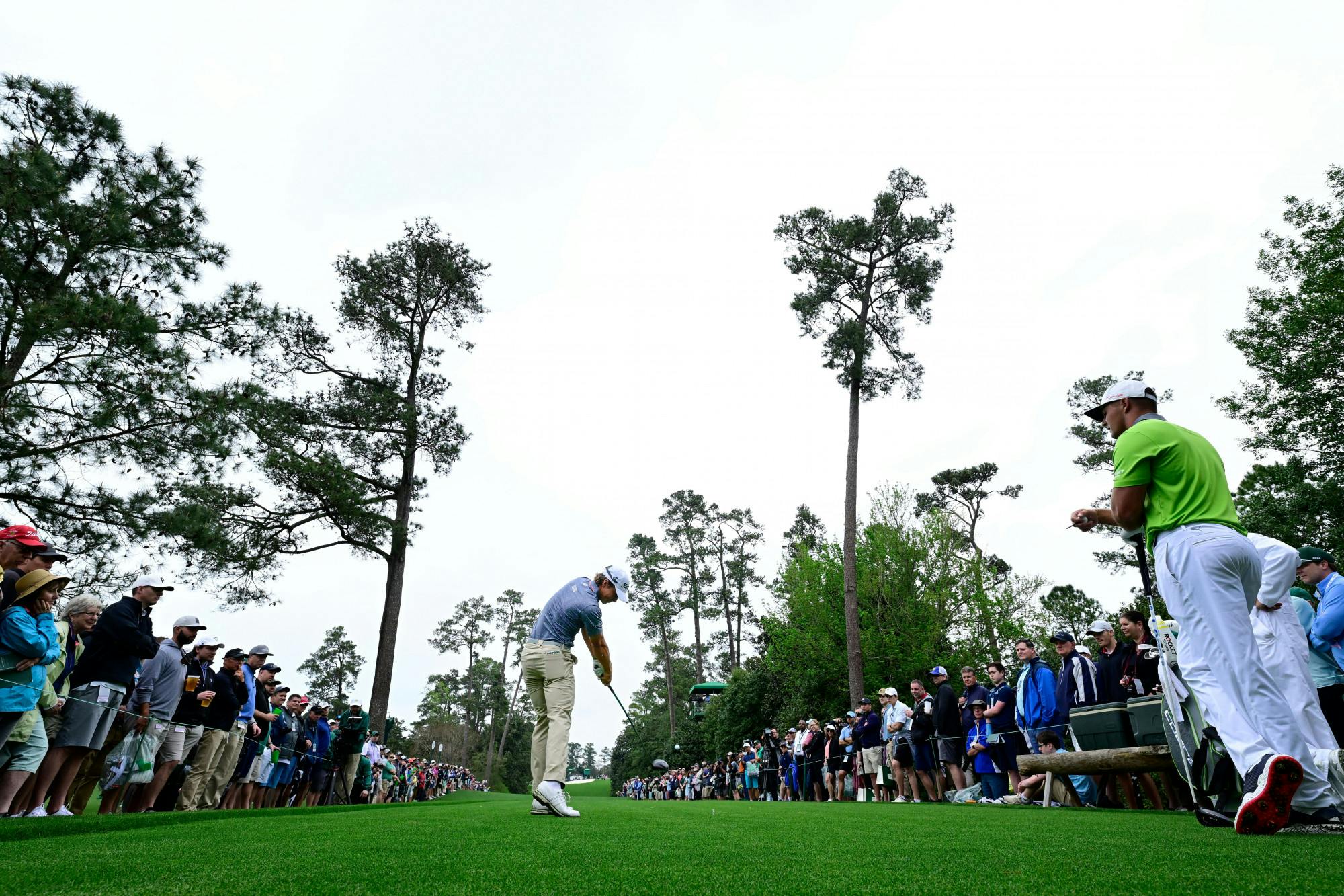 Michigan State's James Piot takes a swing off the tee