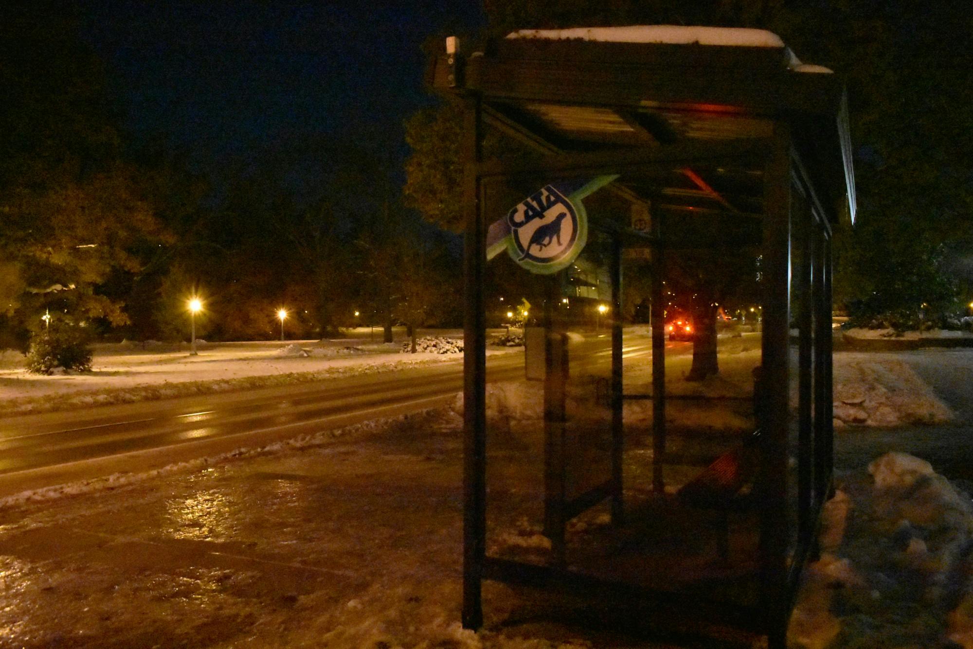 CATA bus stop in front of the MSU Union on Nov. 12. 