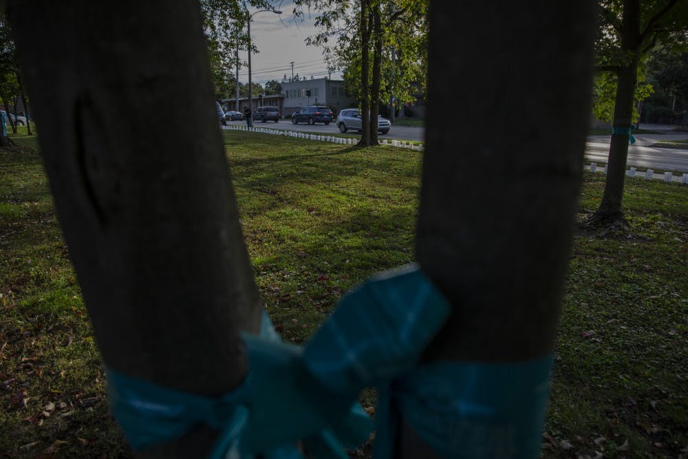 POSSE lit 505 luminaries signifying the known survivors Larry Nassar on Oct. 10, 2019 at the East Lansing Public Library.