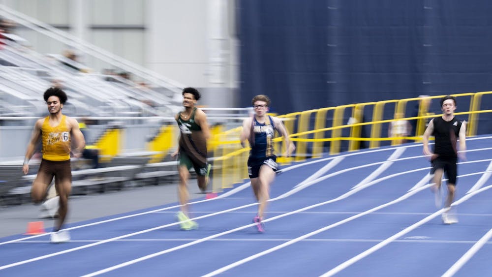 <p>Michigan track runners race at the Silverston Invitational track and field competition held in Ann Arbor, Mich. on Feb. 20, 2026.&nbsp;</p>