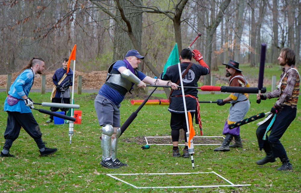 Players start hitting each-other as game begins at Ashen Hills LARP in Patriache Park, on May 1, 2022.
