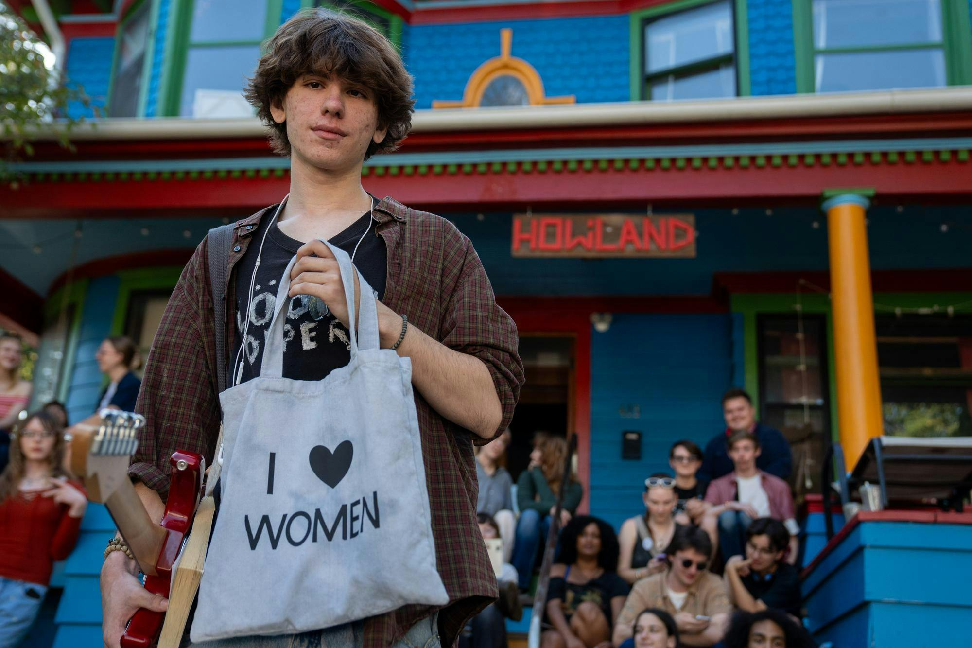 MSU Junior, Logan Hewitt, of Mason, Mich., poses for a portrait after winning a "performative man" contest outside of the Howland Co-op house on M.A.C. Ave. in East Lansing, Michigan on Wednesday, September 10, 2025.