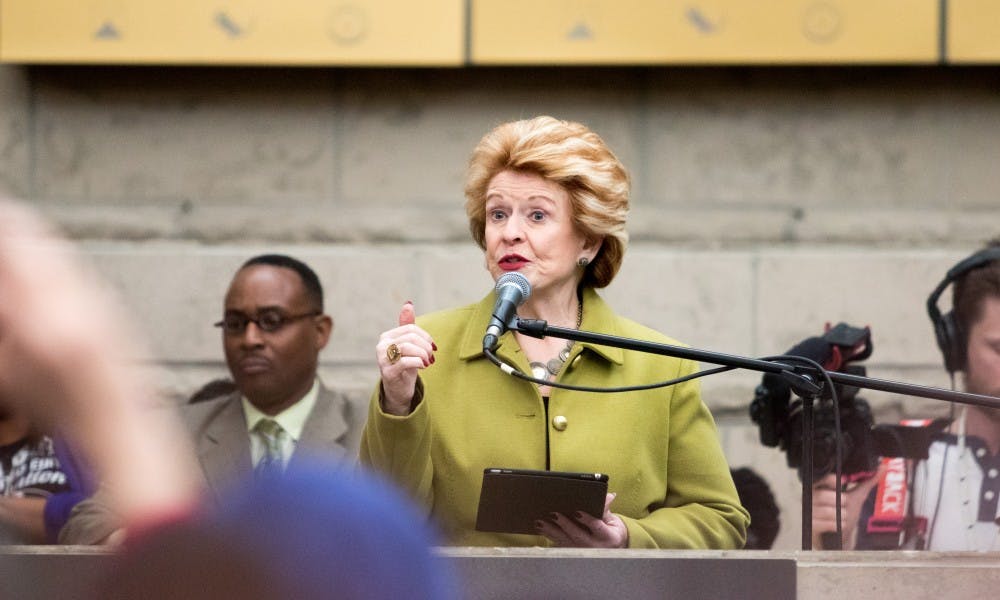 U.S. Sen. Debbie Stabenow addressed the crowd during the Michigan Women's March at the Charles H. Wright Museum of African American History on Jan. 19, 2019.