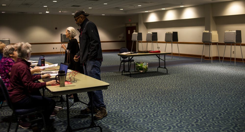 <p>People vote in the East Lansing City Council Election on Nov. 5, 2019 at Hannah Community Center.</p>