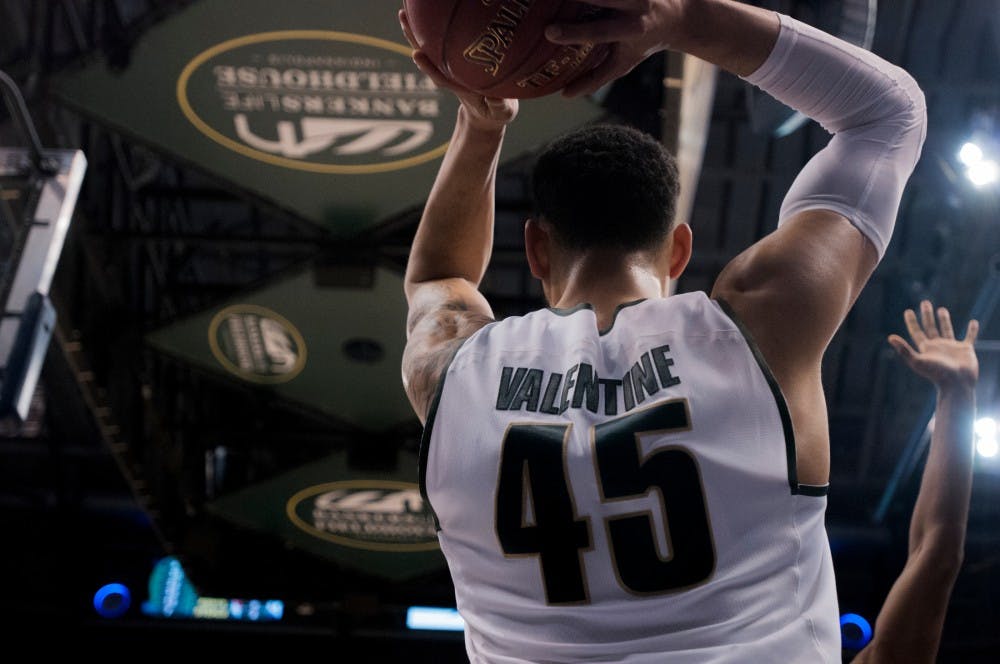 Senior guard Denzel Valentine during the second half of the game on March 11, 2016 at Bankers Life Fieldhouse in Indianapolis, Indiana. The Spartans defeated the Buckeyes 81-54. 