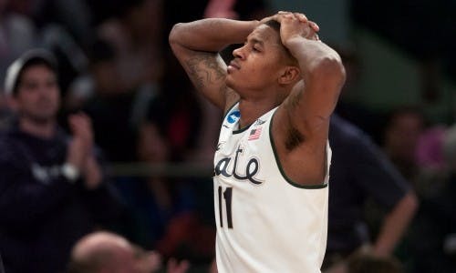 <p>&nbsp;Senior guard Keith Appling reacts to a foul called against him towards the end of the game against Connecticut on March 30, 2014, at Madison Square Garden in New York City. The Spartans lost in the Elite Eight, 60-54.&nbsp;State News File Photo</p>
<p><a href="http://statenews.com/staff/julia_nagy"><strong>Julia Nagy</strong></a> <strong>| The State News</strong>&nbsp;</p>
