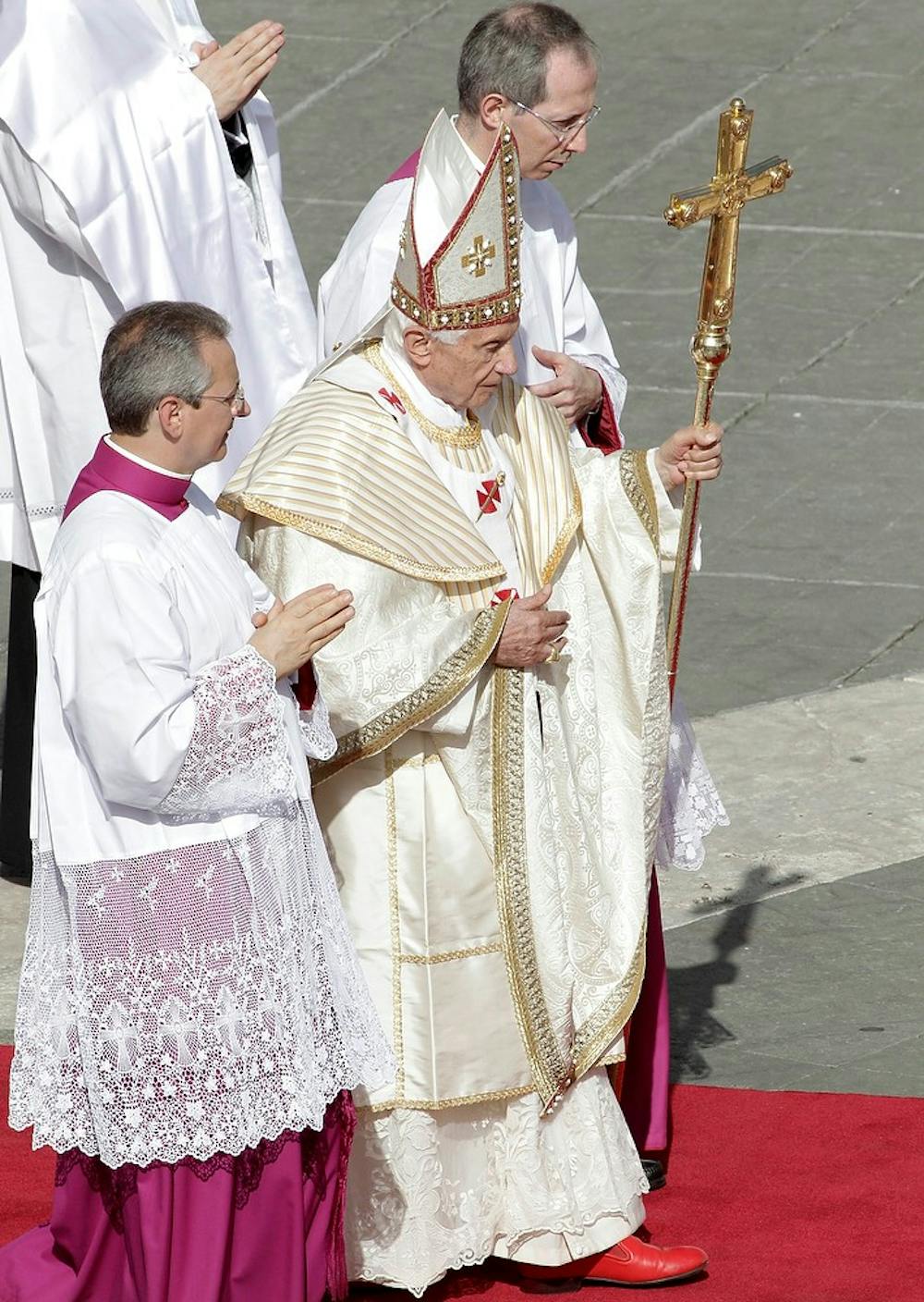 	<p>Pope Benedict <span class="caps">XVI</span> leaves the canonization ceremony of seven new saints, including Kateri Tekakwitha, on Oct. 21. The Pope soon will be using a popular social media website, Twitter.</p>