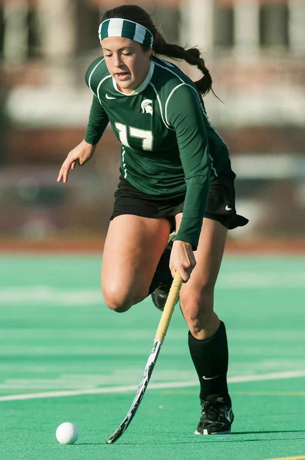 	<p>Junior forward Allie Ahern breaks away towards the net during the game against Miami (Ohio) on Nov. 13, 2013, at Ralph Young Field. The Spartans defeated the Redhawks, 3-0, during the first round of the <span class="caps">NCAA</span> tournament. Danyelle Morrow/The State News</p>