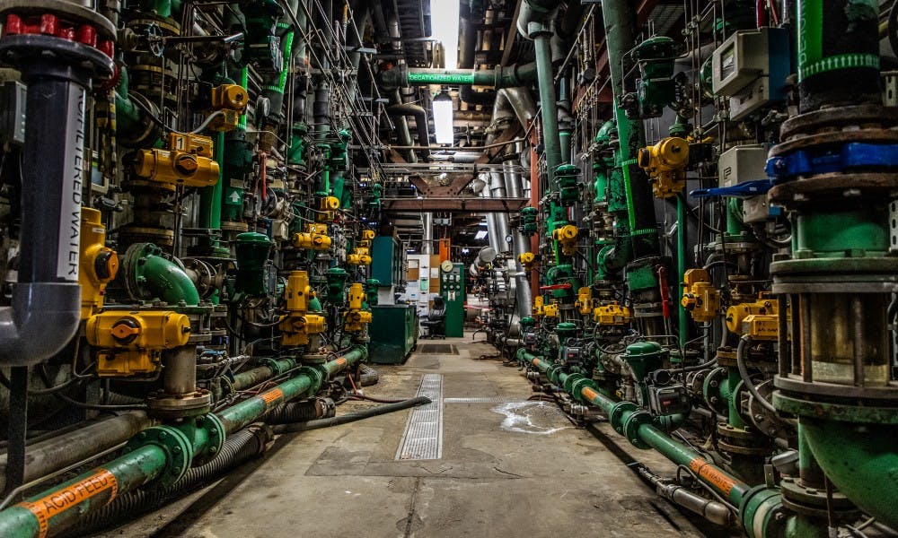 <p>Pictured is the inside of the T.B. Simon Power Plant on Feb. 14, 2019 at East Lansing. The T.B. Simon Power Plant is the main energy provider for Michigan State University's main campus.</p>
