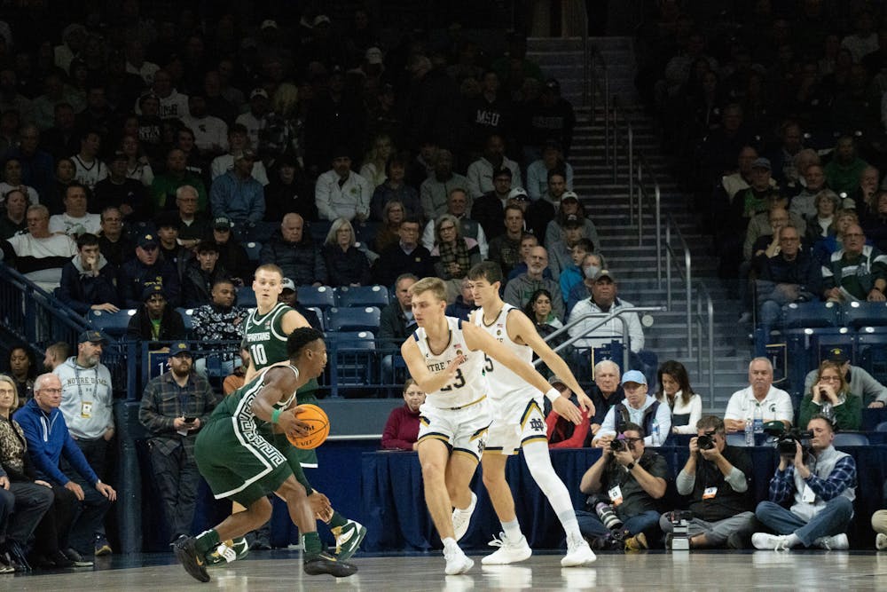 <p>Senior guard Tyson Walker during the Notre Dame v. MSU game held at the Joyce Center on November 30, 2022. The Spartans lost to the Fighting Irish 52 -70.</p>