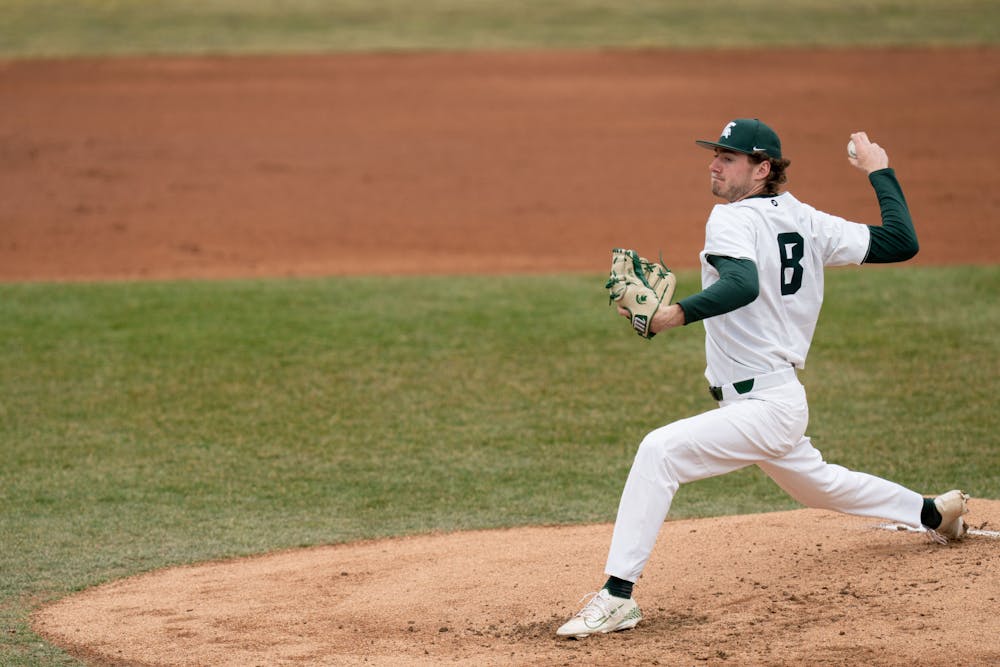 <p>MSU sophomore pitcher Harrison Cook throws a pitch against Houston Baptist. MSU won 4-3 on March 18, 2022 against Houston Baptist.</p>