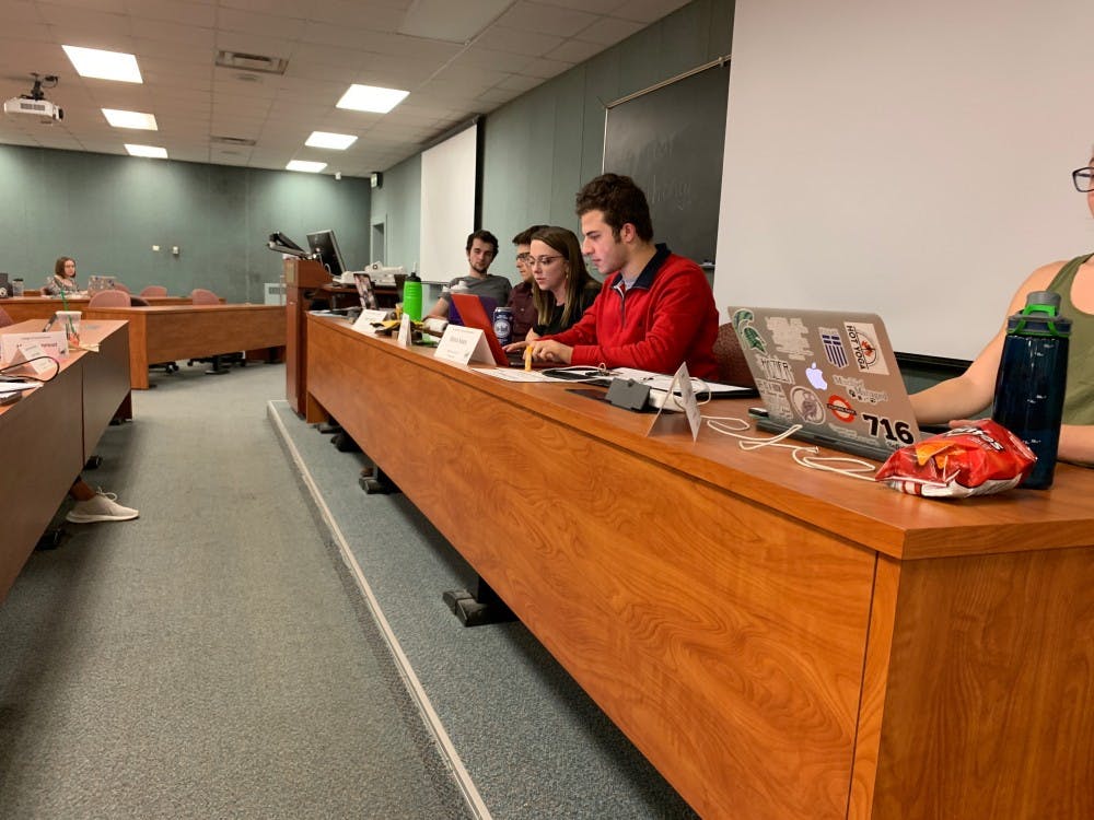 <p>ASMSU holds their last General Assembly meeting of the semester on Dec. 6, 2018. The meeting was co-chaired by Vice President for Finance and Operations Dan Iancio and Vice President for Student Allocations Makenzie Bosworth.&nbsp;</p>