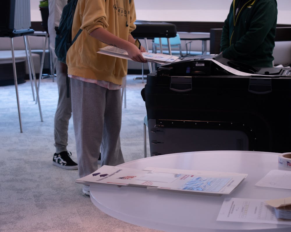 <p>Students voting in the Michigan Primary March 10, 2020.</p>