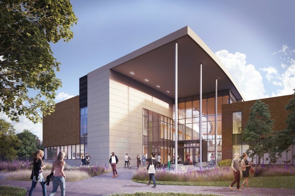 <p>An exterior rendering of the Broad College of Business Pavilion Project project. Courtesy of the Broad College of Business.</p>