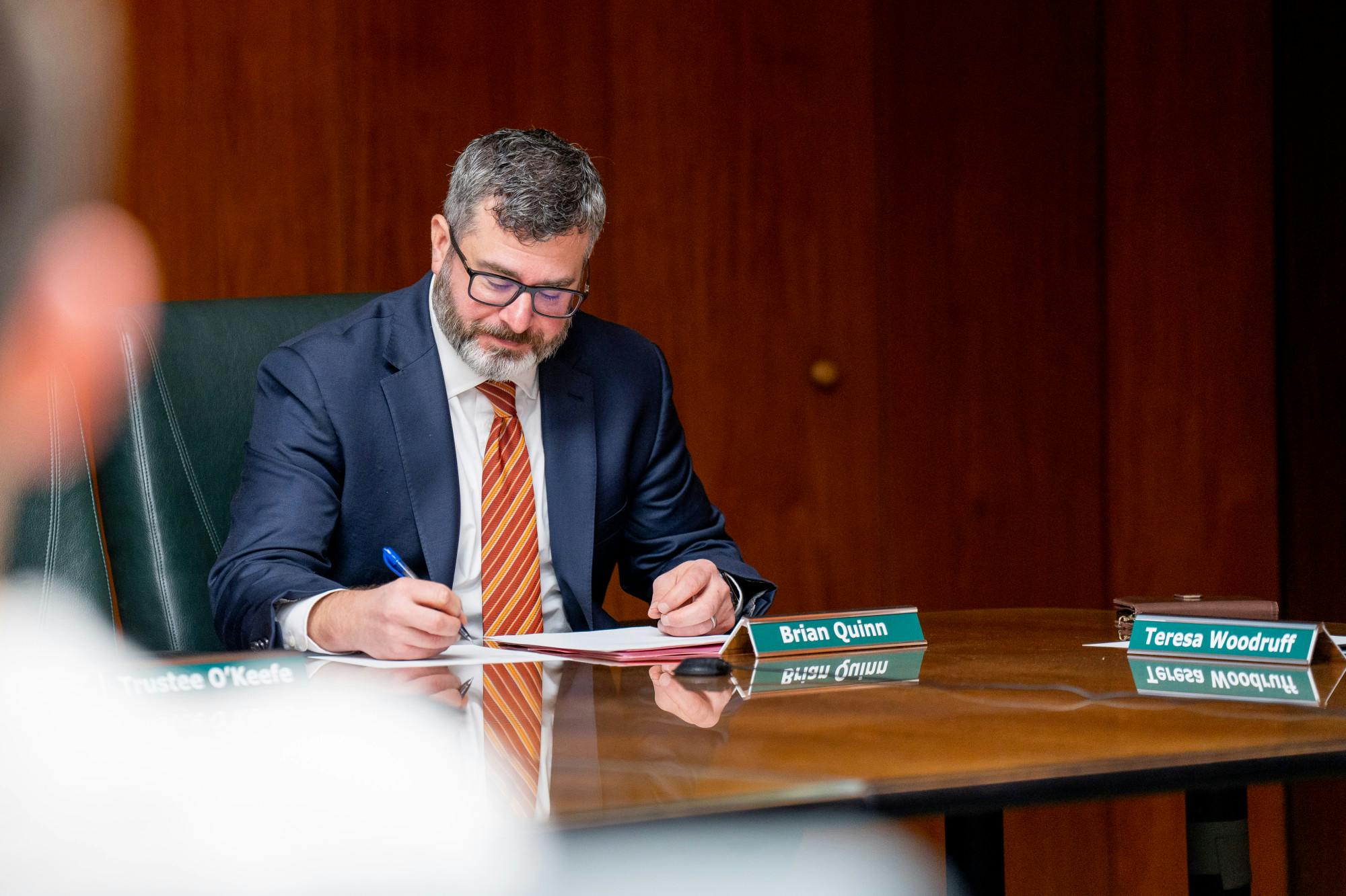 Vice President for Legal Affairs and General Counsel Brian Quinn at the Board of Trustees special meeting on Oct. 31, 2022.