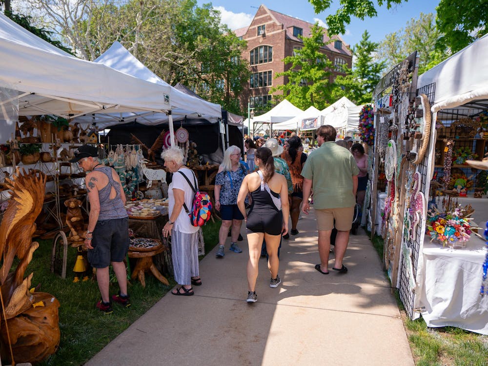 Various artists and vendors gather for the 61st year of the East Lansing Art Festival at Michigan State University on May 18, 2024.