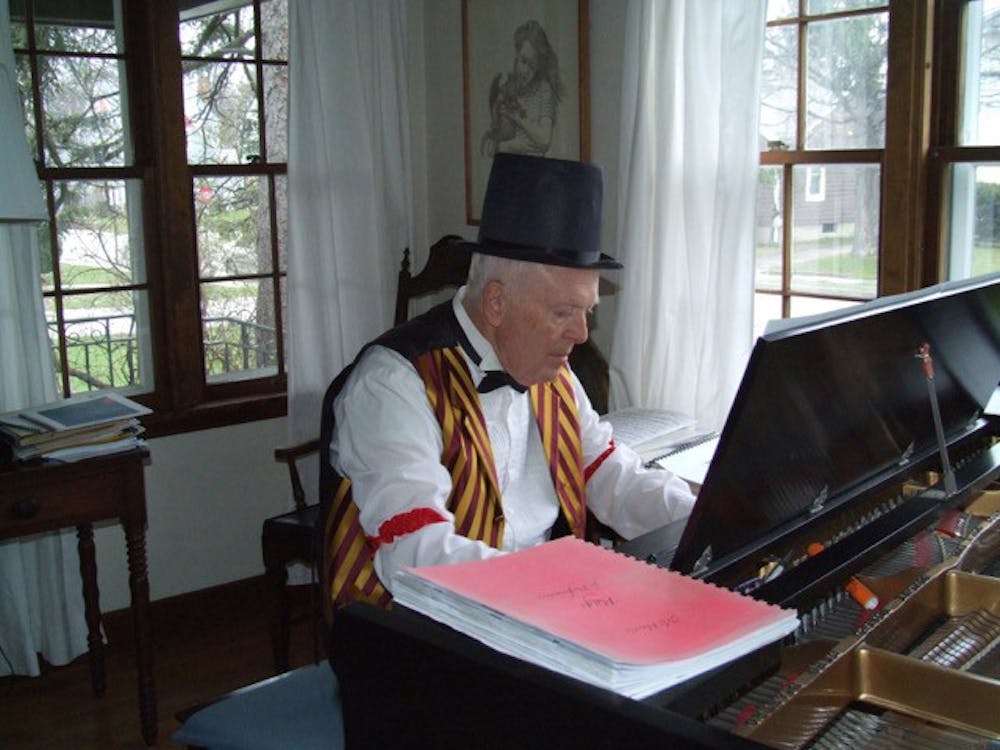 Former MSU chemistry professor Bill McHarris practices the piano. In May, McHarris will compete in the National Championship Old-Time piano playing contest in Oxford, Miss. Photo curtesy of Bill McHarris. 