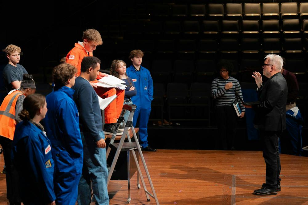 <p>Michigan State students rehearse for the upcoming production of "Discovery" at Wharton Center in East Lansing, Mich., on Tuesday, Sept. 22, 2026.</p>