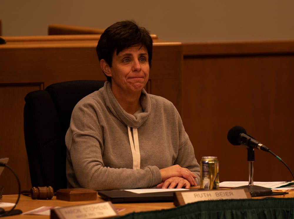 <p>Mayor Ruth Beier listens as an audience member speaks during the city council discussion only meeting on Feb. 18, 2020.<strong> </strong></p>