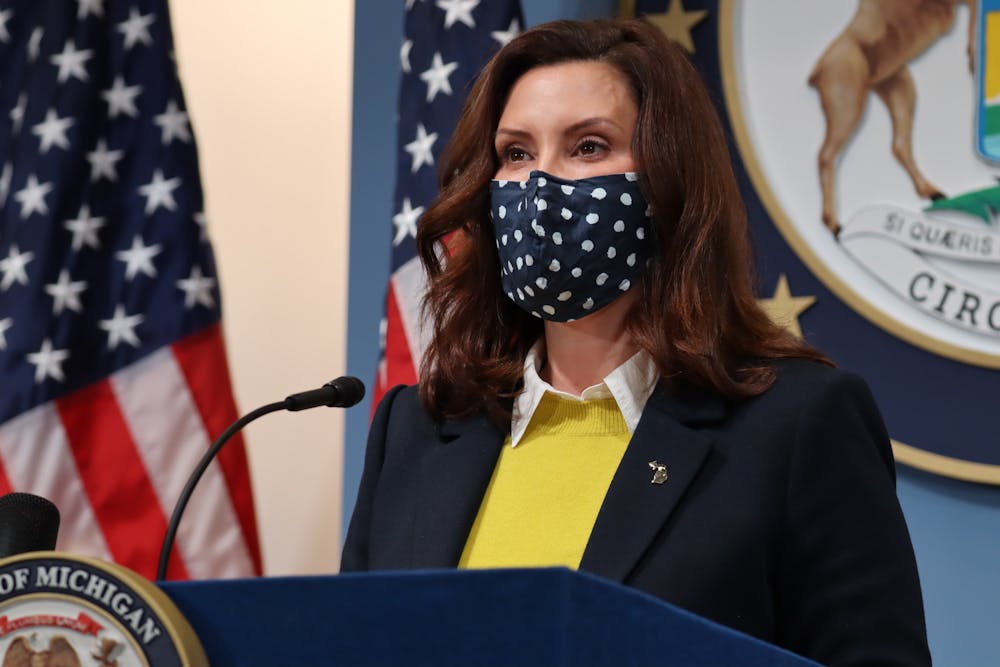 <p>Gov. Gretchen Whitmer at a press conference on Feb. 4, 2020. Photo courtesy of Michigan Executive Office of the Governor.</p>