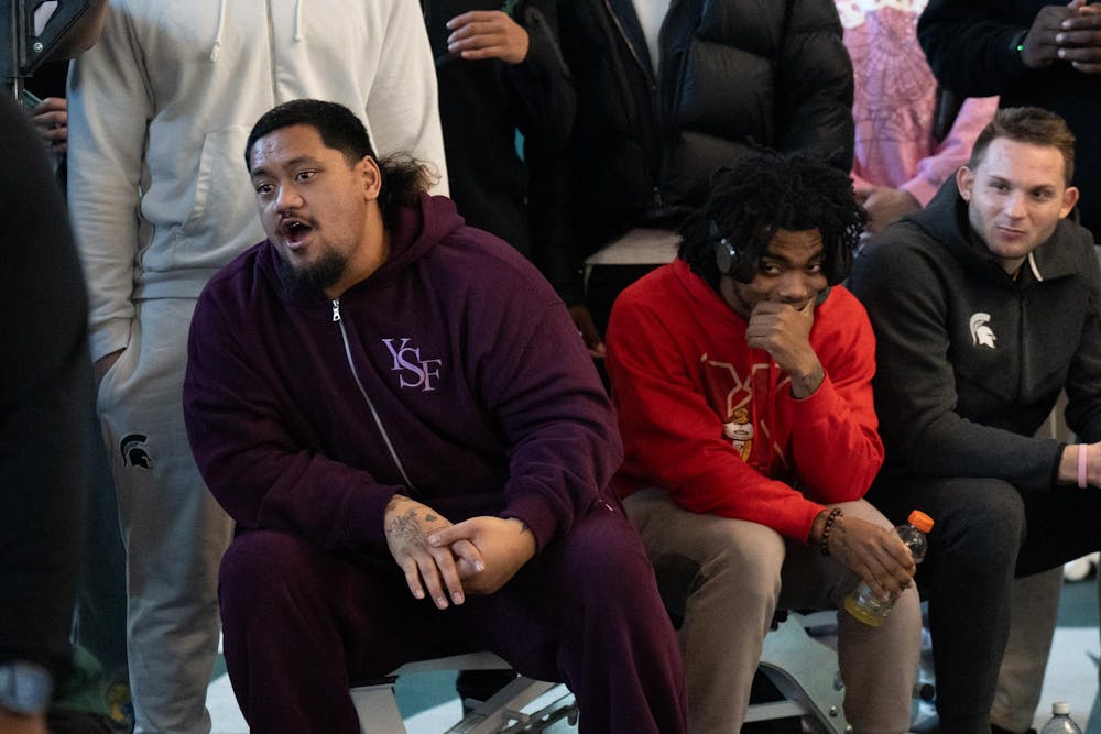 Michigan State football players participate in Pro Day for NFL Scouters at the Duffy Daugherty and Clara Bell Smith Student Athlete Academic Center in East Lansing, MI, on March 19, 2026