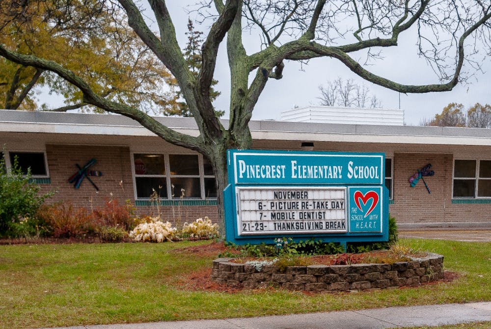 <p>Pinecrest Elementary School is pictured on Nov. 1, 2018 in East Lansing, MI.</p>