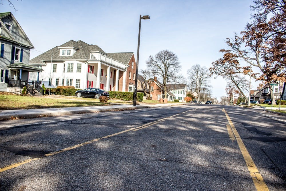 <p>Pictured is a row of MSU fraternities on Nov. 21, 2017 on Abbot Road.&nbsp;</p>