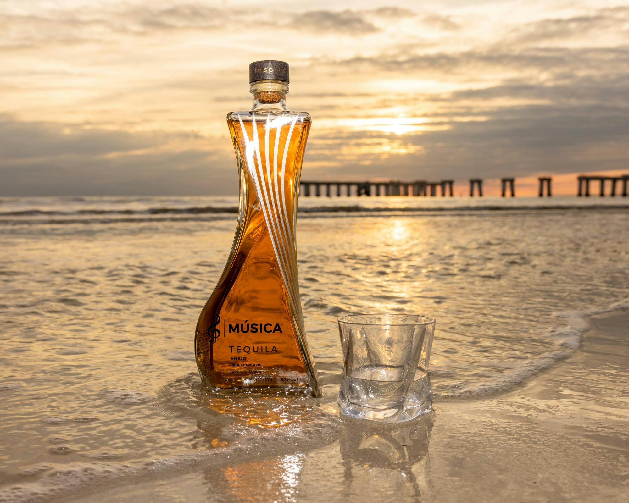 The Música Tequila bottle, inspired by the founders' love of music. Photo courtesy of Chris Andrews. 