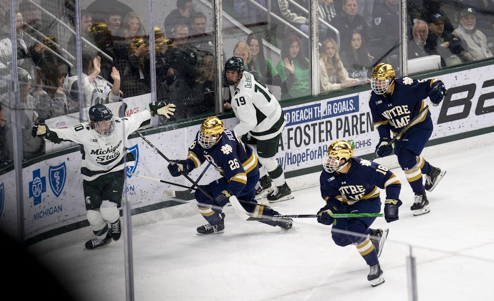 <p>Michigan State University men's hockey takes on Notre Dame University at Munn Ice Arena on Nov. 16. 2024. MSU won the game 4-3.</p>