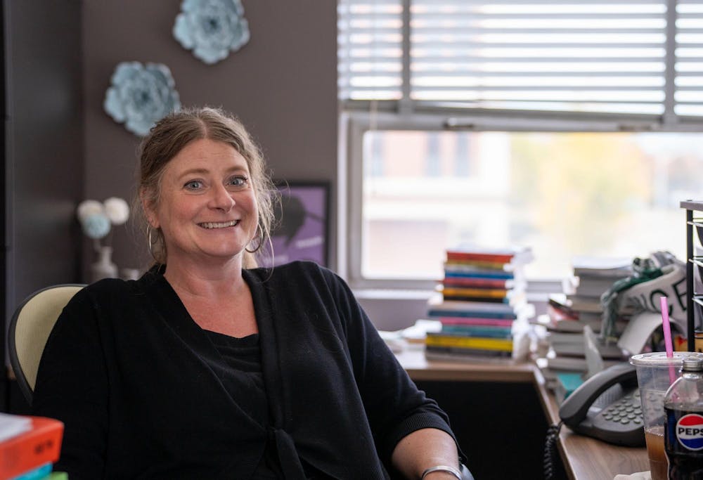 <p>Danielle DeVoss, the chair of CAL’s department of Writing, Rhetoric and Cultures who also represents the college on the Faculty Senate, in her office on Nov. 5, 2024.</p>