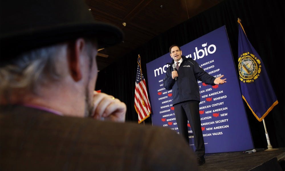 Republican presidential candidate Marco Rubio holds a town hall in Plymouth, N.H., on Wedneday, Jan. 20, 2016. (Carolyn Cole/Los Angeles Times/TNS)