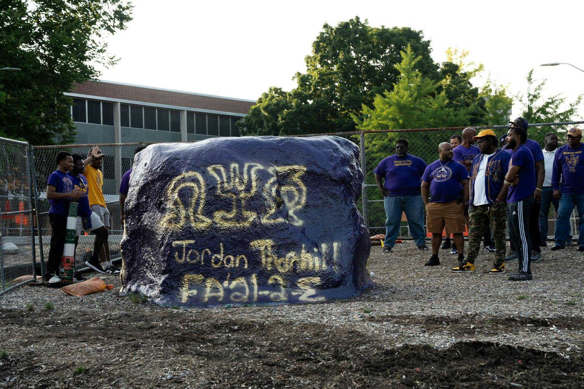 <p>Known as The Rock on Michigan State University's campus, it bears the name of Jordan Thornhill, a Michigan State alumni, painted by his fraternity brothers on July 12, 2024.</p>