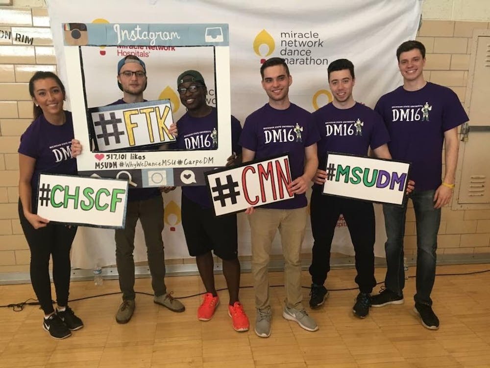 <p>Members of Kids without Cancer pose for a photo at last year's MSU Dance Marathon. Photo Courtesy of Hannah Miller.&nbsp;&nbsp;</p>