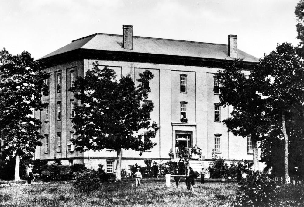 	<p>When <span class="caps">MSU</span> began offering classes in 1857, there were only three buildings on campus. This photo provides a glimpse into campus life more than 150 years ago.</p>