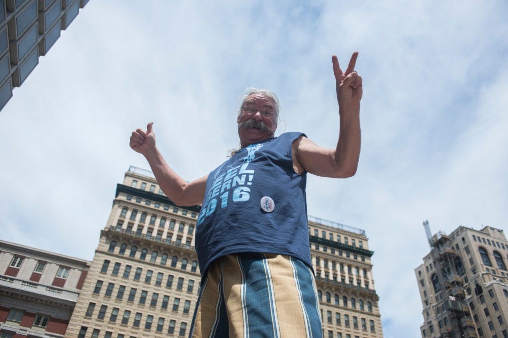 Falls Village, Conn. resident Mark Alexander poses for a portrait on July 26, 2016, the second day of the Democratic National Convention, in Philadelphia. Alexander said he lives in the woods.