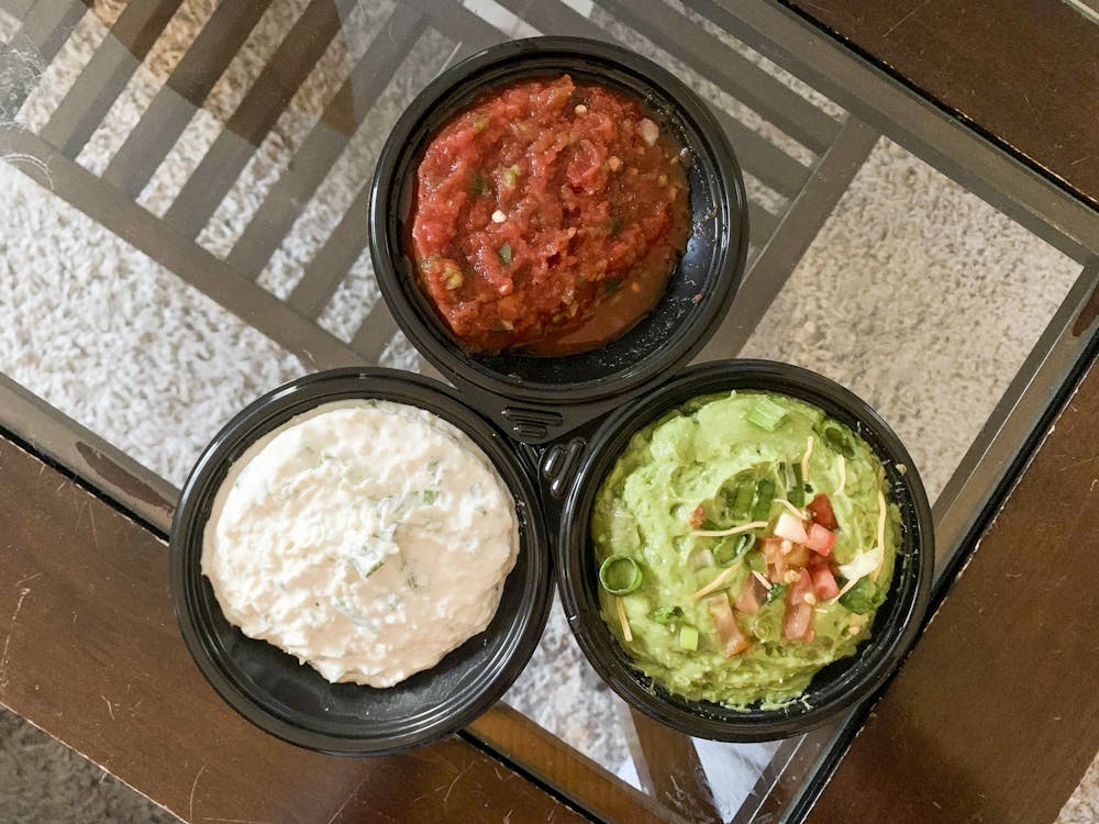 A trio of queso, guacamole and salsa from El Azteco. 